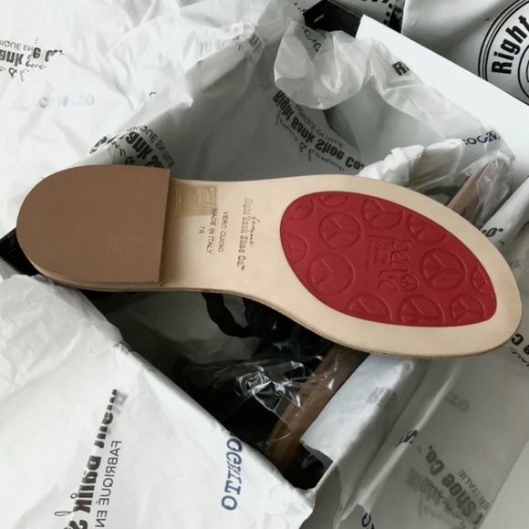 Right Bank Shoe Co Babe Black Suede Leather Flat Sandals - Made in Italy - 7 - Picture 12 of 13